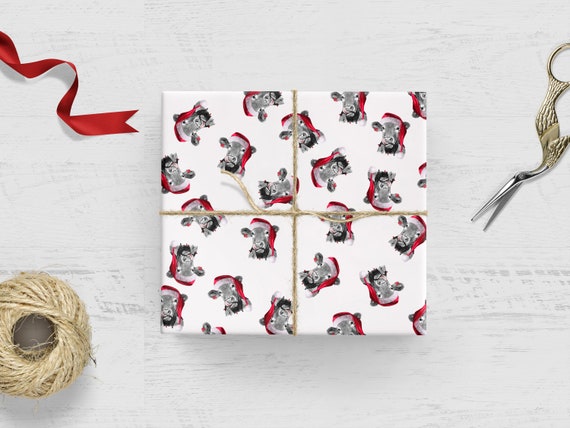 Santa Cow Wrapping Paper Sheets or Roll Christmas Cow Farmhouse Custom Gift  Wrap Holiday Paper Recyclable 