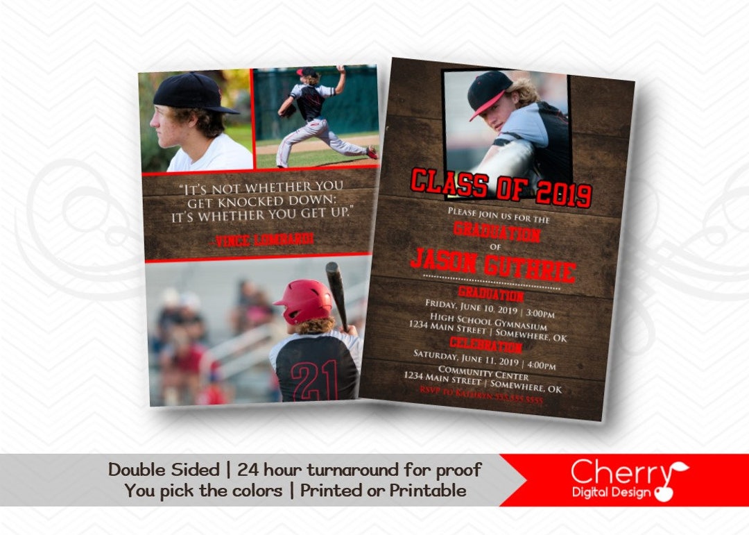 Rustic Wood Graduation Announcement Invitation Double Sided for Boy or