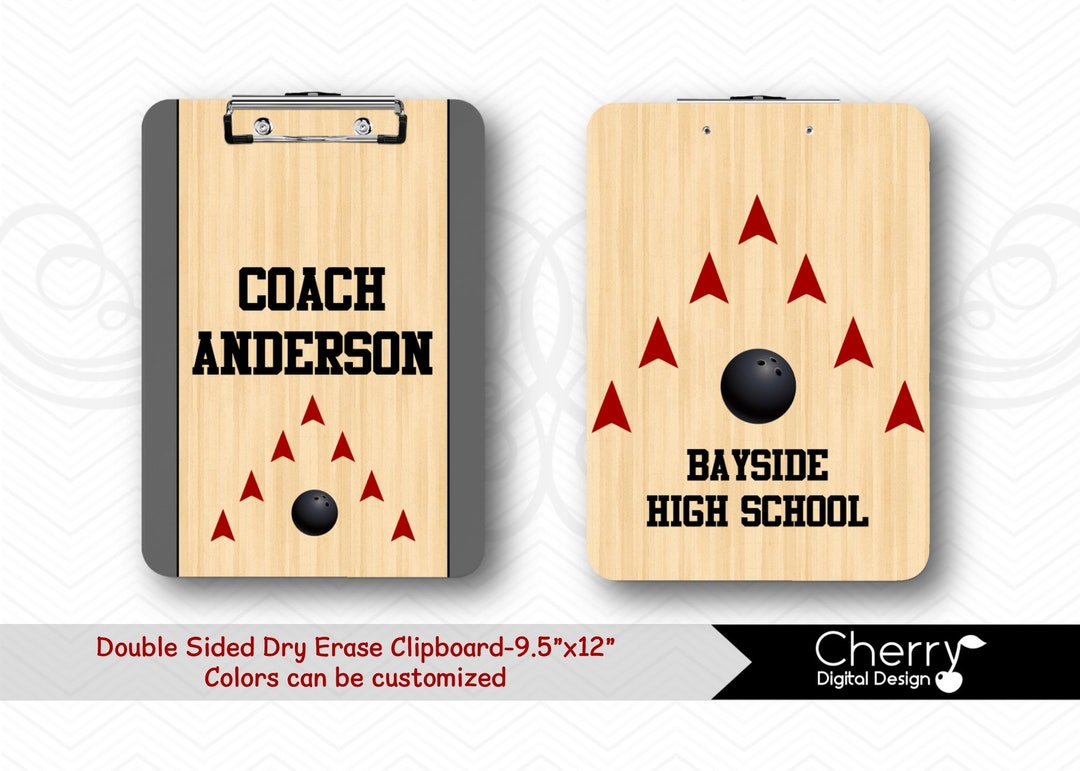 Personalized Double Sided Bowling Coach Dry Erase Clipboard Bowling