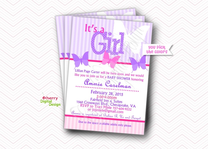 PRINTABLE or PRINTED Butterfly Printable Girl Baby Shower - Etsy