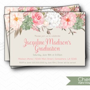Floral Graduation Party Invitations Watercolor Flower - Etsy