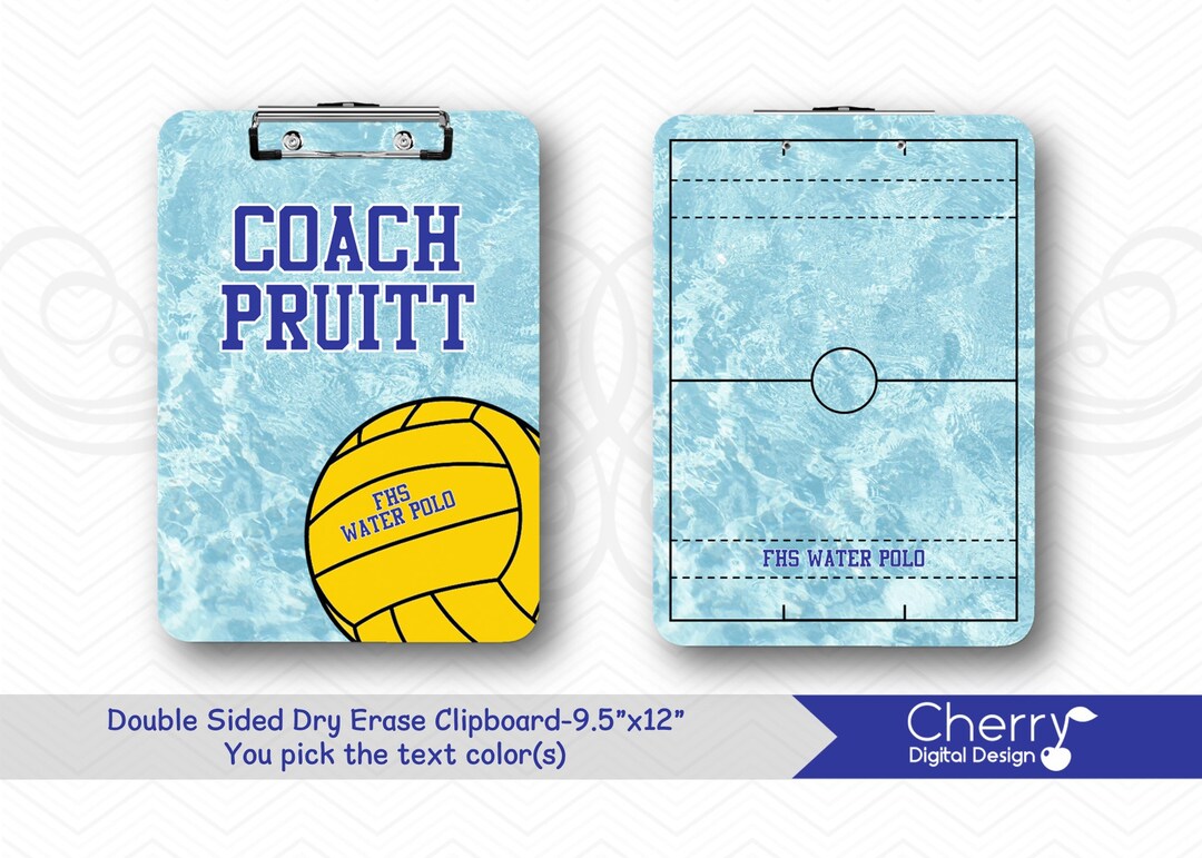 Water Polo Coach Personalized Double Sided Dry Erase Clipboard Live