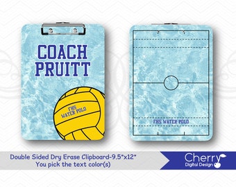 Water Polo Coach Personalized Double Sided Dry Erase Clipboard | Live Love Coach Clipboard