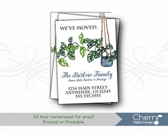 We've Moved Houseplant  Moving Announcement | Printed or printable New Address Card