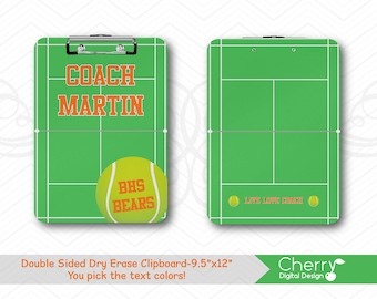 Tennis Coach Personalized clipboard | Tennis Dry Erase Clip board
