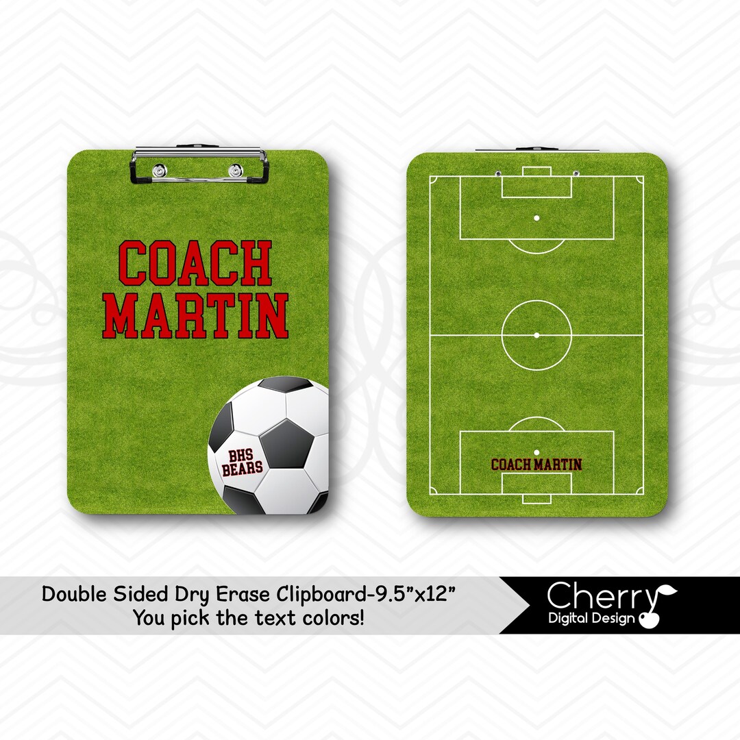 Personalized Double Sided Soccer Coach Clipboards Dry Erase Sports