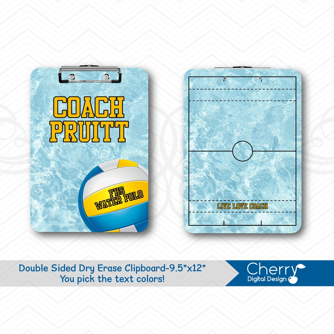 Water Polo Coach Personalized Double Sided Dry Erase Clipboard Pool