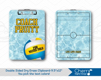 Water Polo Coach Personalized Double Sided Dry Erase Clipboard | Pool Clipboard | Live Love Coach Clipboard | teacher appreciation.