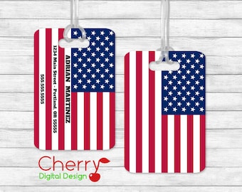 American Flag Personalized | Luggage Tag 2.75" x 4" | For Him or Her | Patriotic
