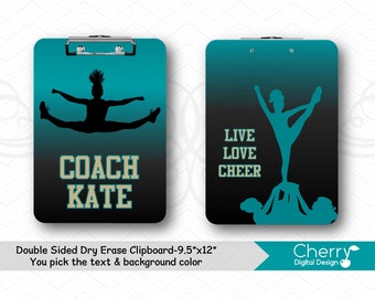 Cheerleading Coach Clipboard |  Personalized Double Sided Dry Erase Sports Clipboards | All Star Cheer Clipboard Gift