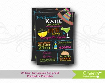 Fiesta College Graduation Invitations | Chippin Dippin Margarita Sippin Invites | University Graduation Invitation Printed or Printable