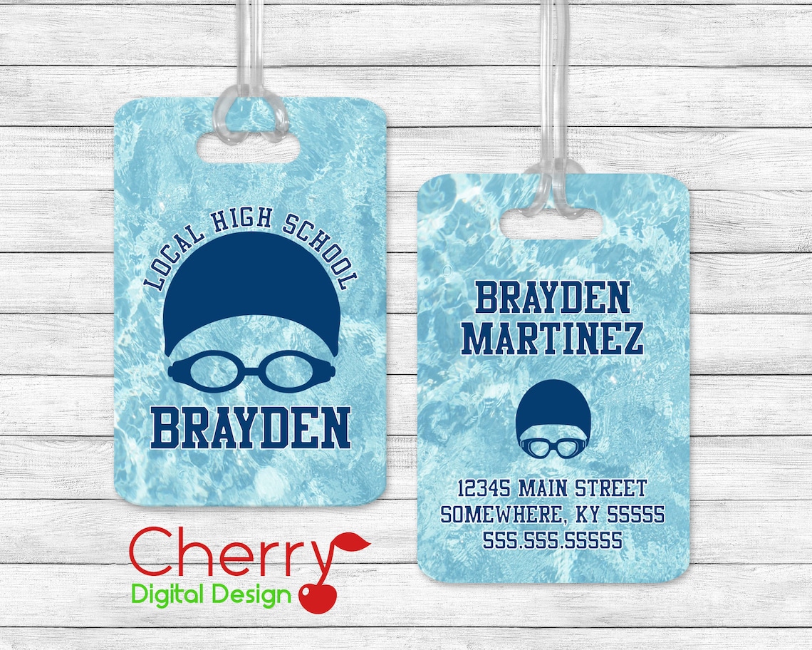 Swimmer Bag Tag Swimming Luggage Tag Swim Team Etsy