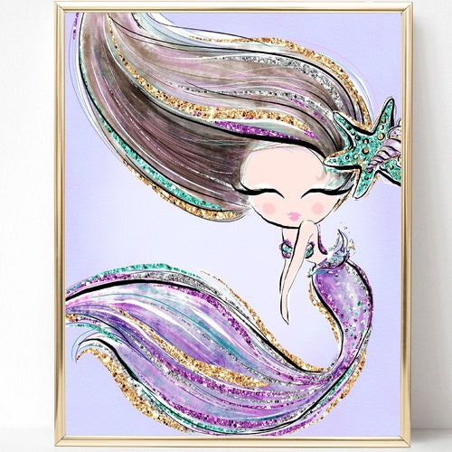 Printable Pink Mermaid Wall Art Instant Digital Download for - Etsy