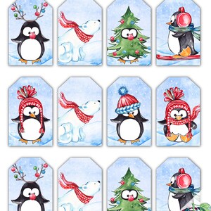 Printable Penguin Holiday Gift Tags, Instant Digital Download ...