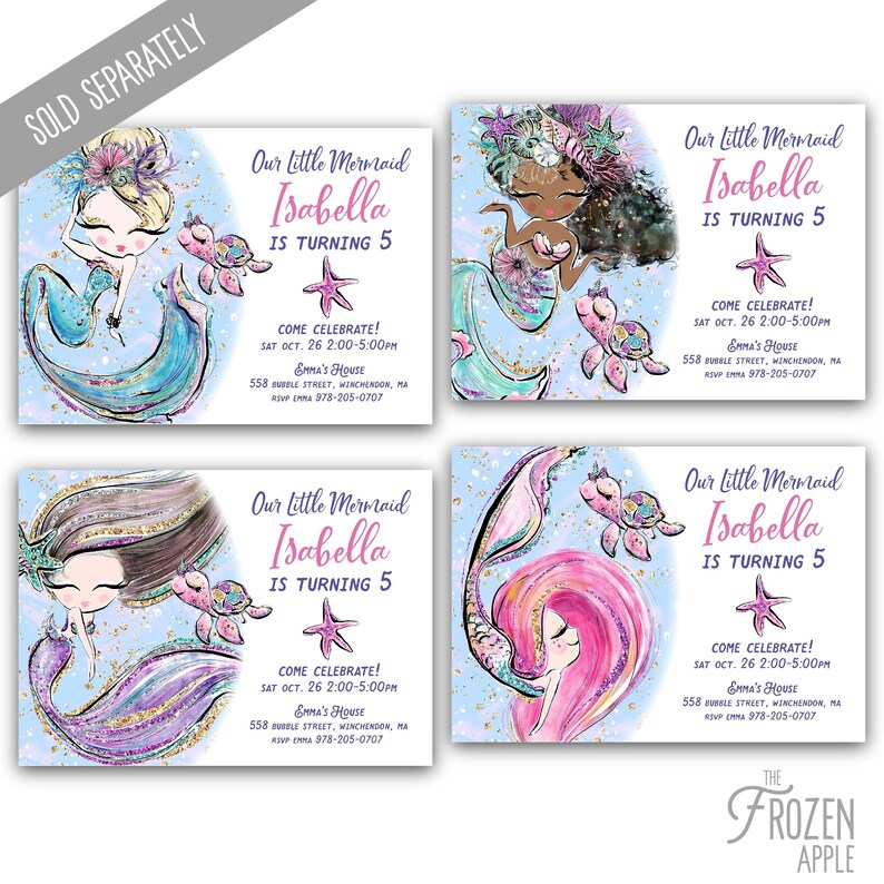 Black Mermaid Invitation Printable Editable Template for - Etsy
