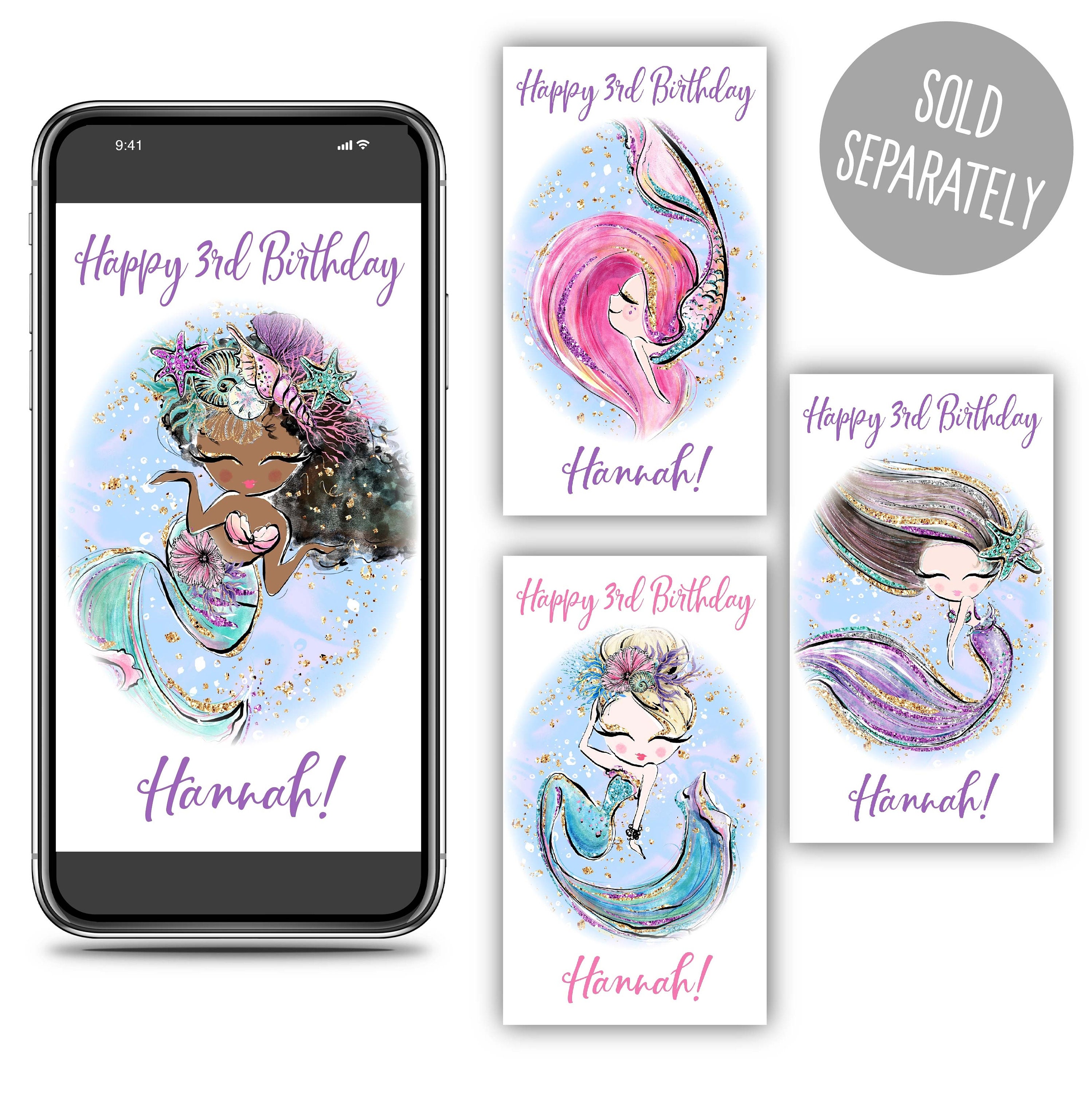 Printable Purple Mermaid Wall Art Instant Digital Download | Etsy