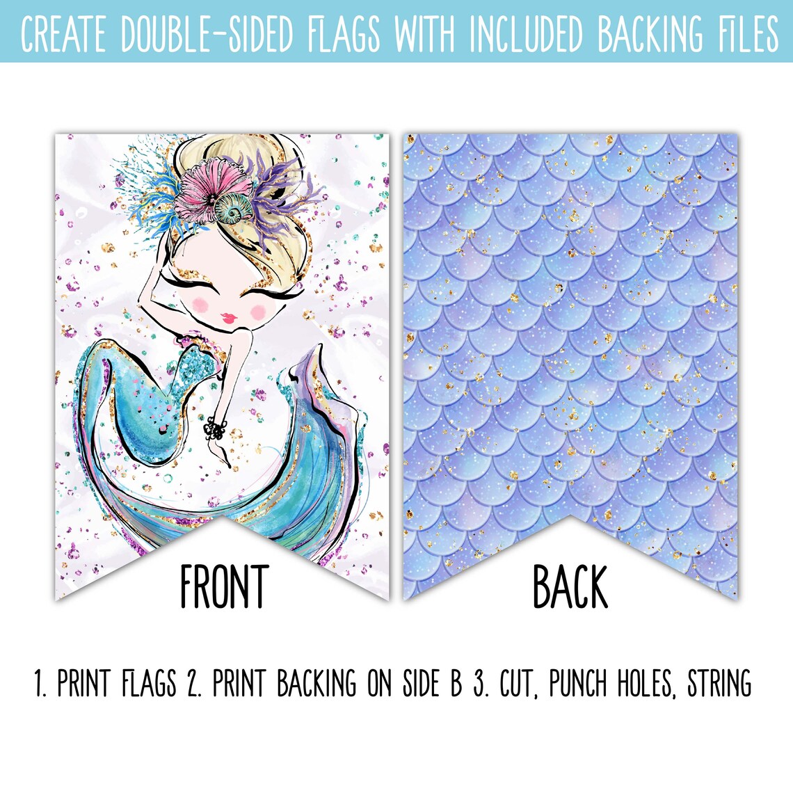 Printable Banner for Mermaid Birthday Instant Digital - Etsy