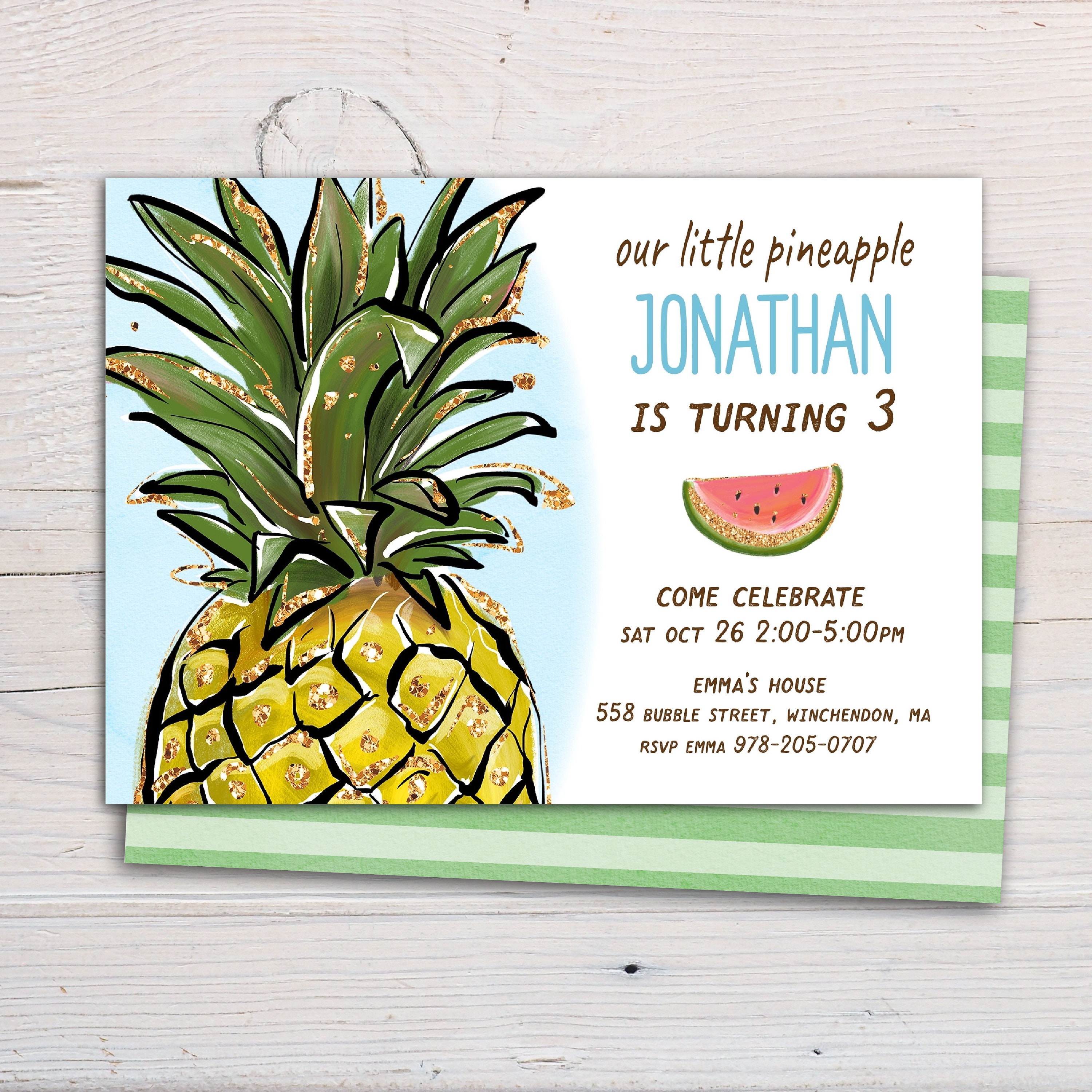Pineapple Invitation Printable Editable Template for Birthday | Etsy