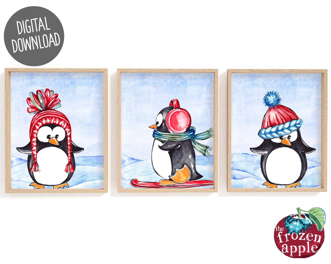 8x10 Set of 5 Printable Penguin Wall Art Instant Digital - Etsy