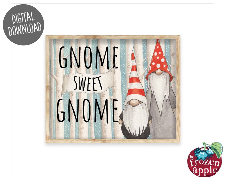 8x10 Printable Gnome Sweet Gnome Wall Art Sign Instant | Etsy