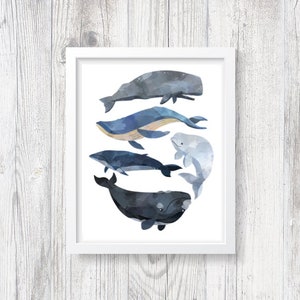 Watercolor Whale Print [Instant Download, Printable Art]