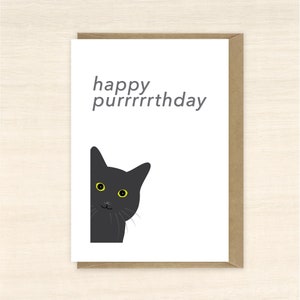 Cat birthday card Happy purrrrrthday Cat pun greeting card Card for cat lover Blank inside