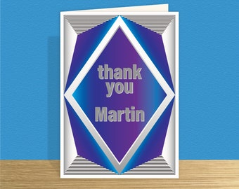 Large thank you card for him Coach thank you card Teacher card Personalised thank you card Appreciation card