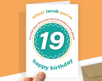 Personalised 19th Birthday Card, Stats & Facts