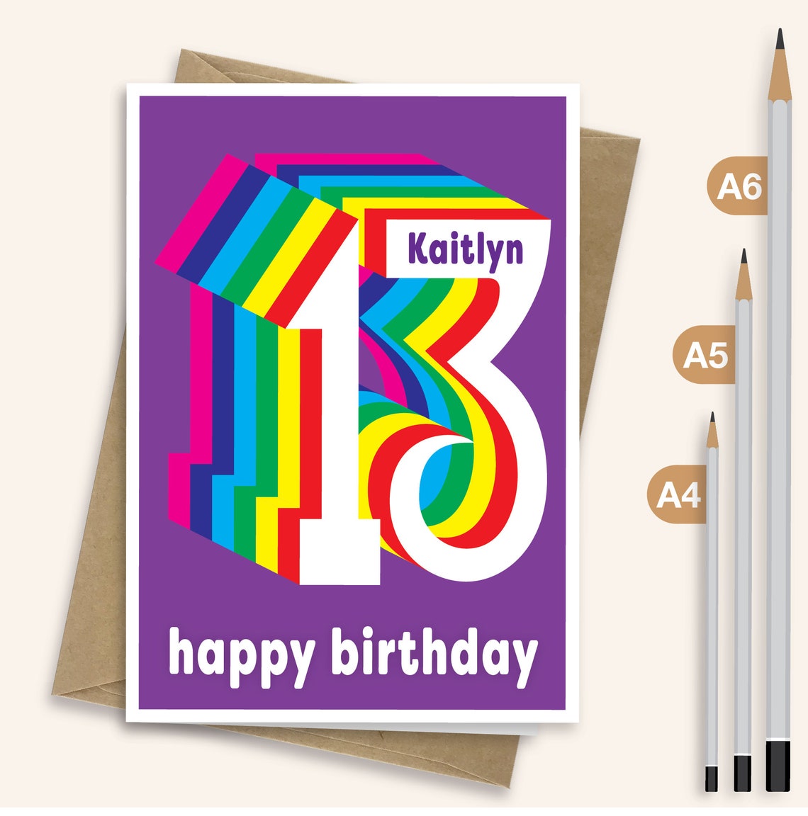Personalised 13th Birthday Card For Boy Or Girl Name 13 Etsy