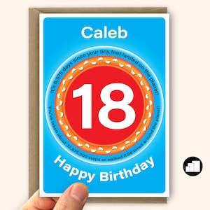 Cartão de aniversário de 18 anos personalizado para menino para menina Estatísticas engraçadas Cartão de aniversário de 18 anos grande para filho e filha