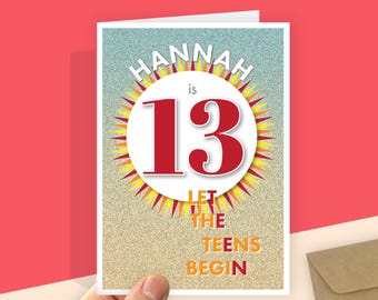 Custom 13th Birthday Card for Teen with Editable Name and Unique Design