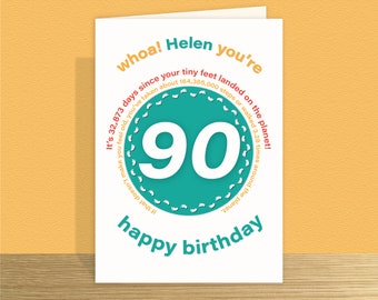 Funny 90th Birthday Card for him or her Personalised 90 birthday wishes card for dad mum aunt uncle grandmother grandfather