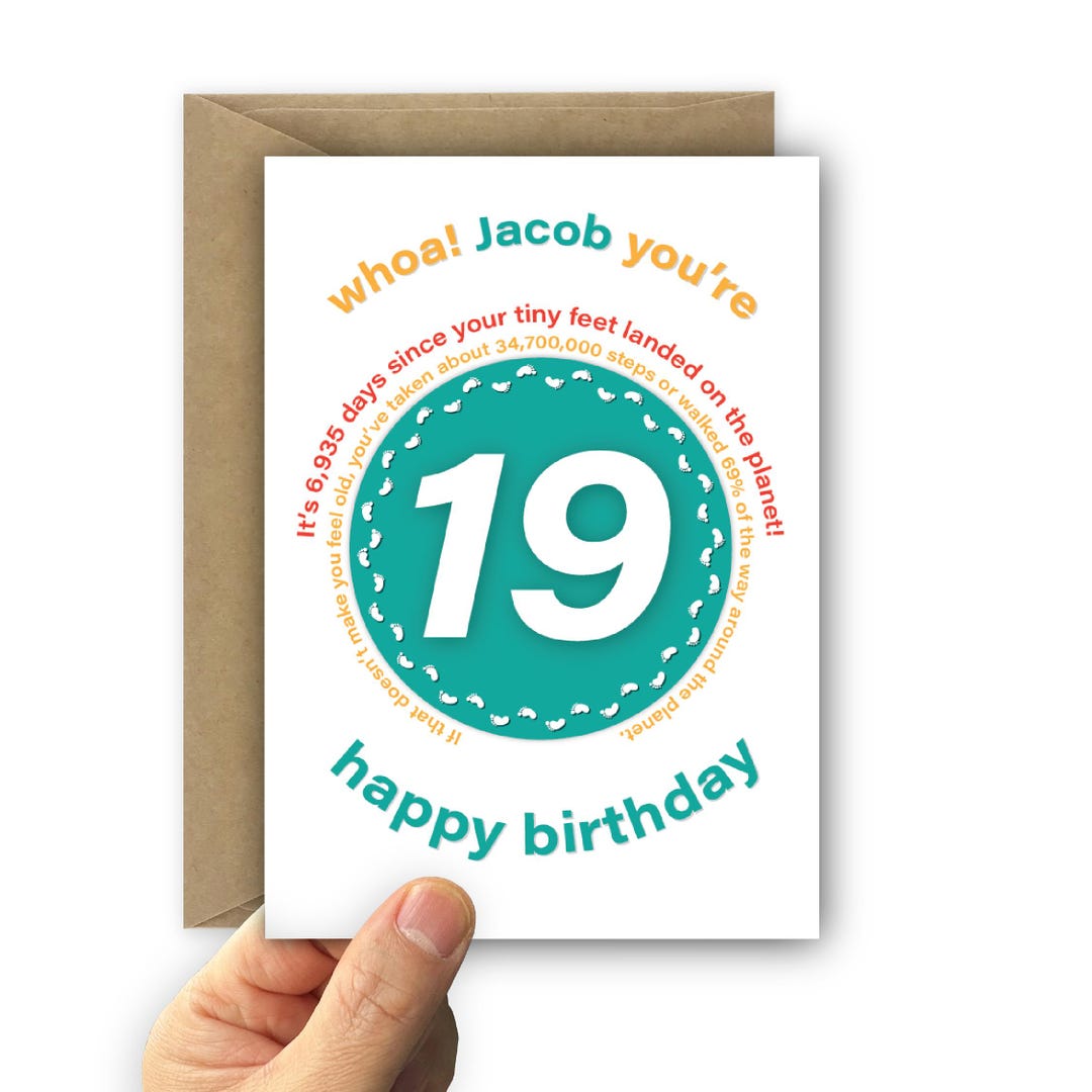 Buy Funny 19th Birthday Card for Boy for Girl Unique Personalised 19  Birthday Wishes Card for Him Her Son Daughter Large Card Option Online in  India