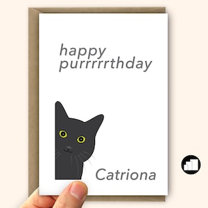 Cat lovers birthday card Card for cat lover Cat pun greeting card Personalised birthday card for her mum Happy purrrrrthday