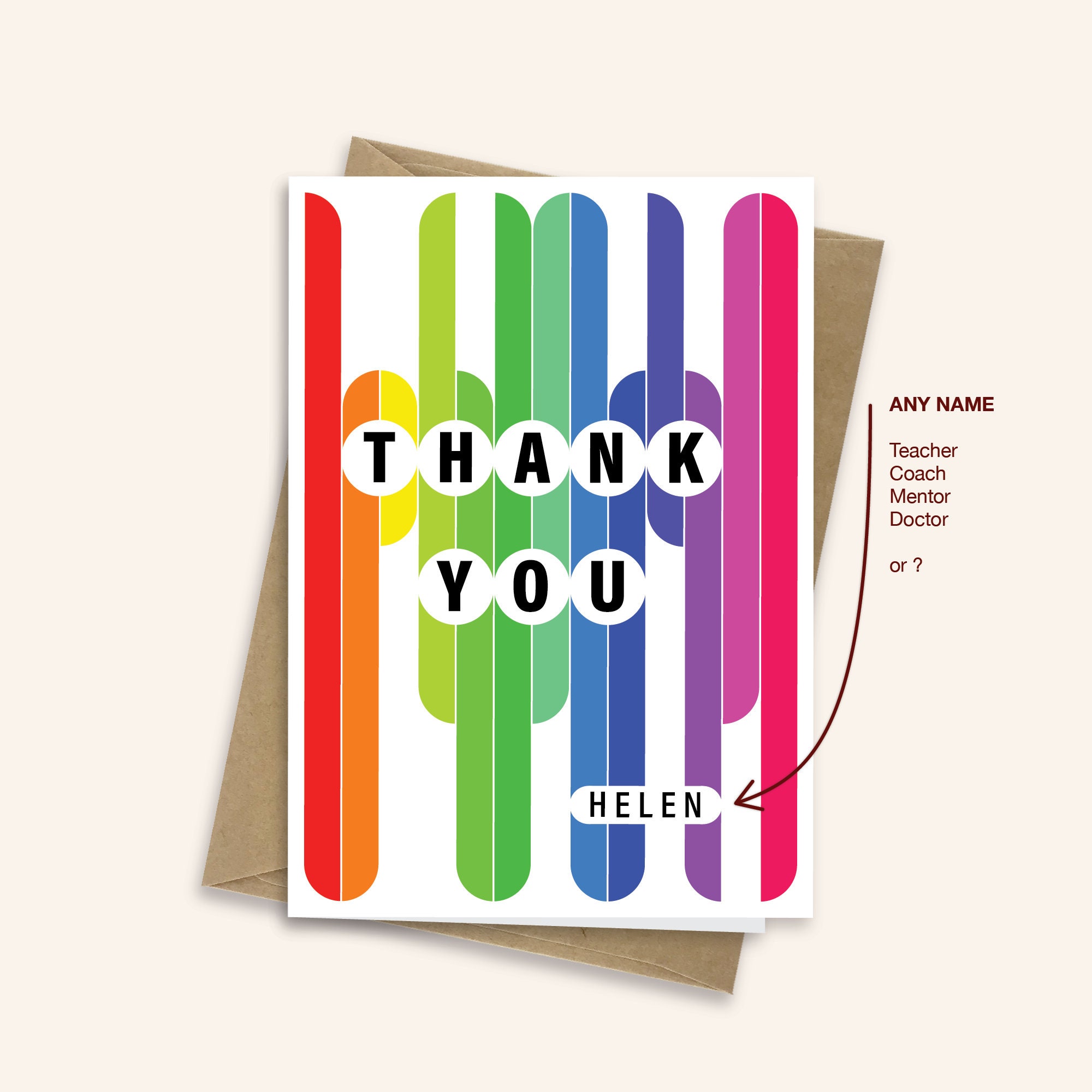 Personalised Thank You Card for Him or for Her Thanks Card Etsy