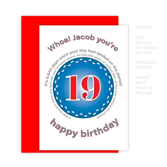 Funny 19th Birthday Card For Boy For Girl Unique Edit Name 19 Etsy etsy