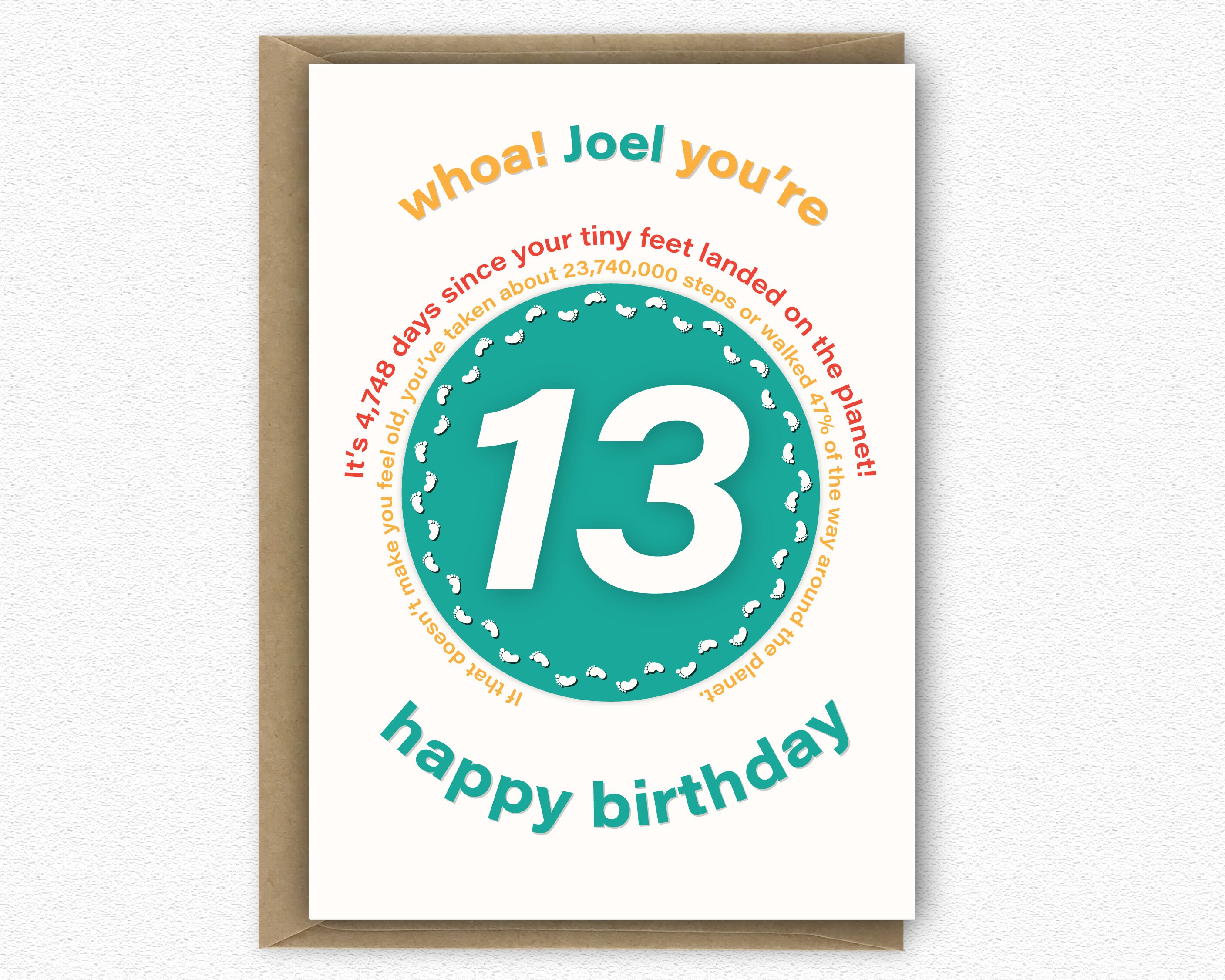 Funny 13th Birthday Card for Boy for Girl Unique Personalised 13 ...