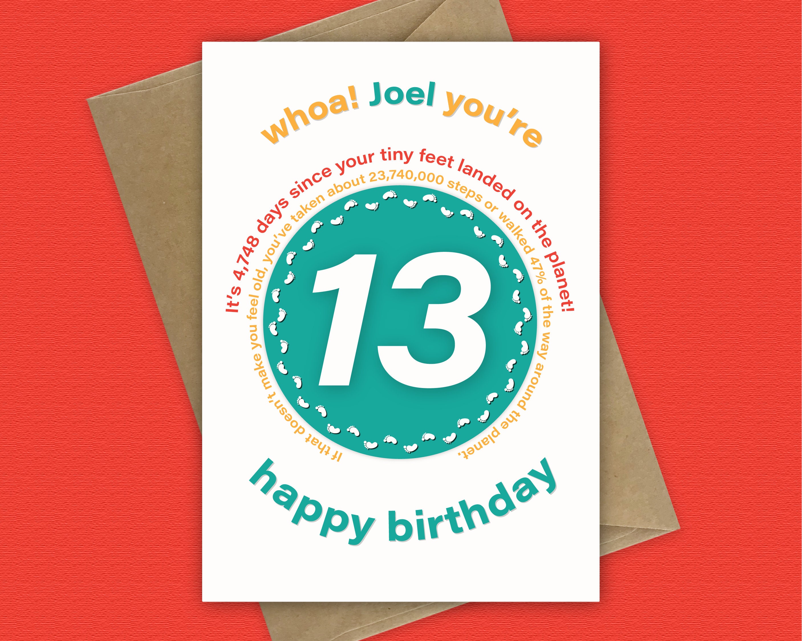 Funny 13th Birthday Card for Boy for Girl Unique Personalised 13 ...