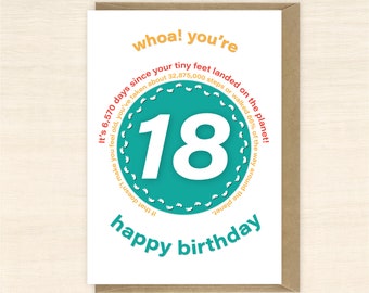 Funny 18th Birthday Card for boy for girl Statistics days steps 18 birthday wishes card for son daughter Blank inside