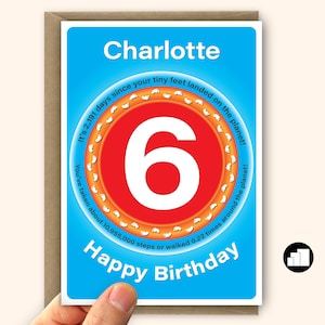 Cartão personalizado de 6º aniversário para menino para menina Estatísticas engraçadas Cartão grande de 6 anos para filho e filha
