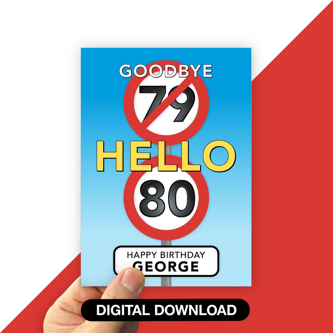 Printable Funny 80th Birthday Card, Speed Sign With Name, Digital File ...