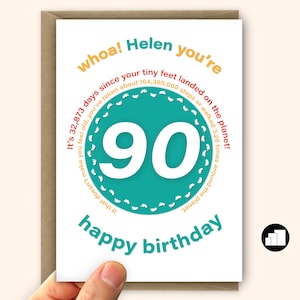 Carte de 90e anniversaire amusante pour lui, carte de voeux personnalisée de 90 ans pour papa, maman, tante, oncle, grand-père, grand-père