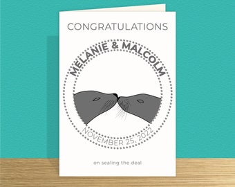 Funny personalised wedding card, funny engagement card, seal the deal, contemporary wedding wishes card, Congratulations wedding day card