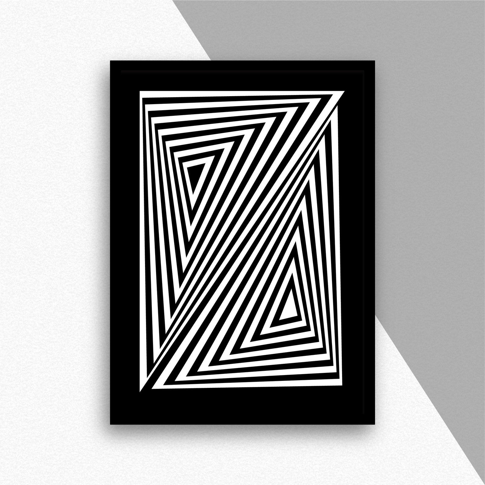 Zed Optical Illusion Print Modern Geometric Art Black and Etsy