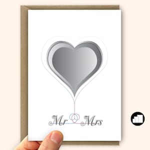 Carte de mariage, carte de M. et Mme, carte de félicitations de mariage pour les mariés, message personnalisé, grande carte