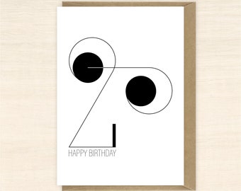 Minimal 20th birthday card for son or daughter