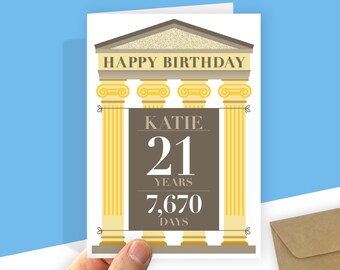 Personalised 21st Birthday Card: Classic Architecture Design for Son or Daughter