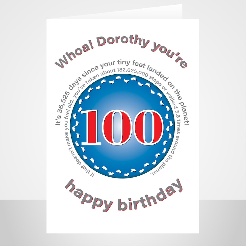 funny 100th birthday card for him or her edit name 100