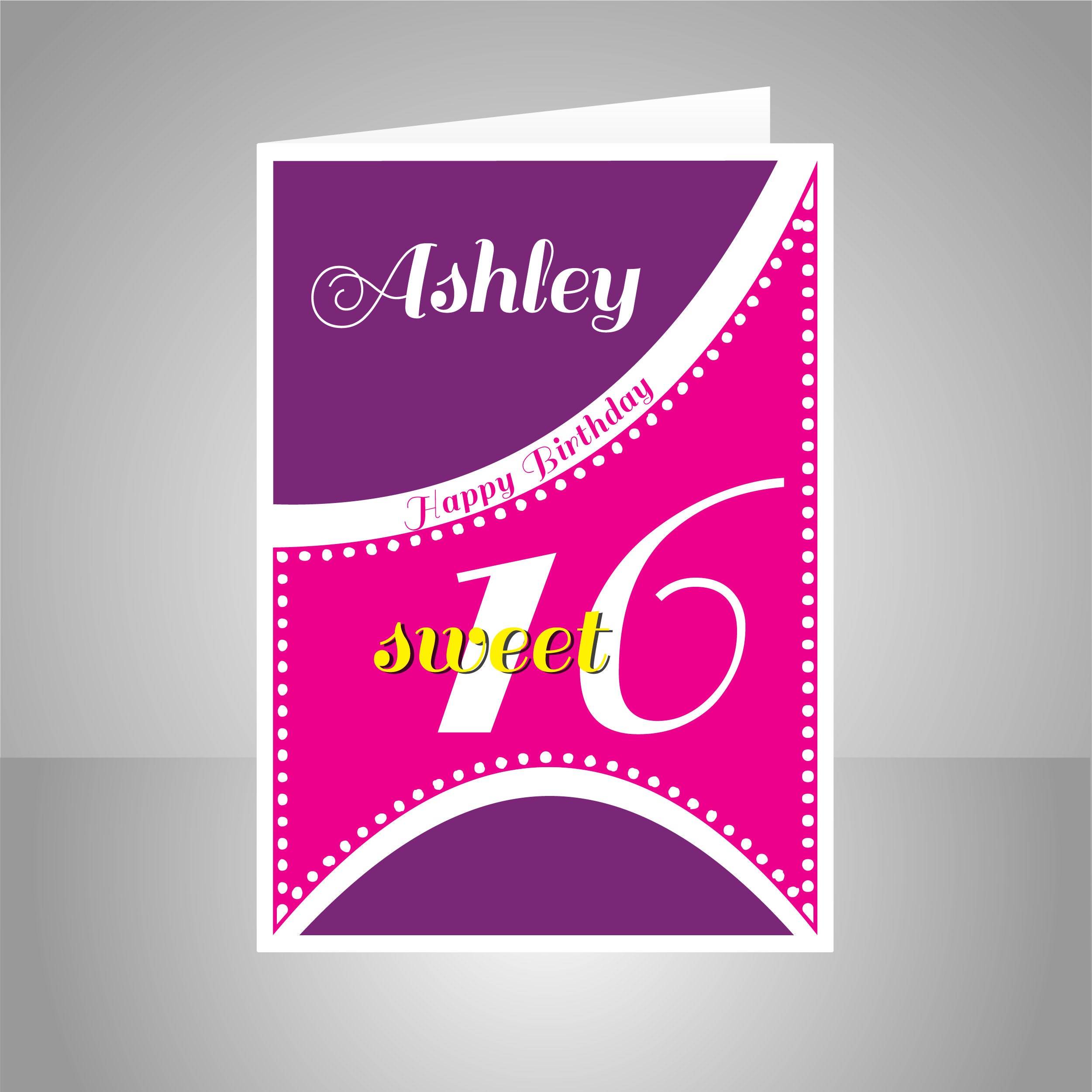 Sweet 16 Birthday Card For Girl Edit Name 16th Happy Birthday Etsy