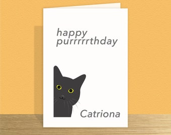 Cat lovers birthday card Card for cat lover Cat pun greeting card Personalised birthday card for her mum Happy purrrrrthday